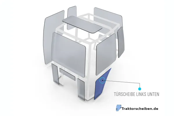 Klare Türscheibe unten LH für JCB Teleskoplader 526S, 526LE