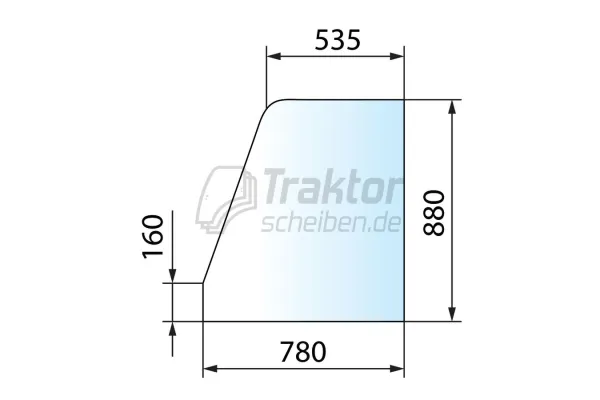 Türscheibe vorne oben LH für JCB Teleskoplader 520S, 526LE